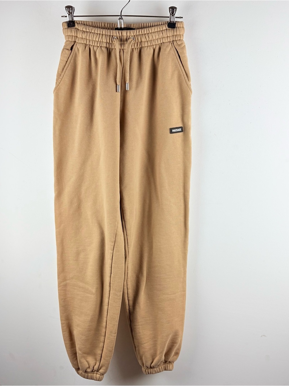 Mackage Women's Presley Jogger Sweatpants Camel Tan XS Unisex Designer Luxury